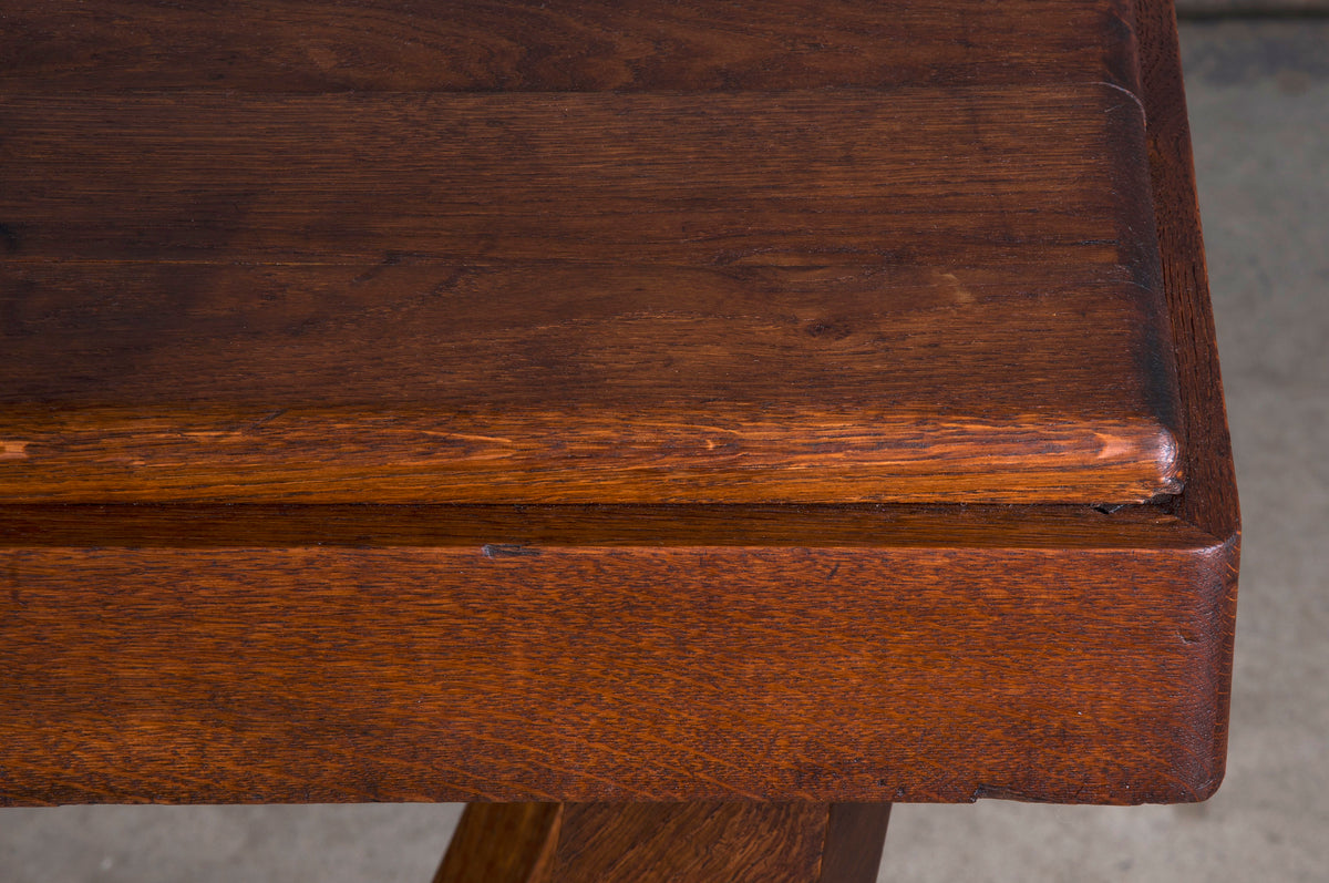 1930s French Art Deco Oak Pedestal Console Table