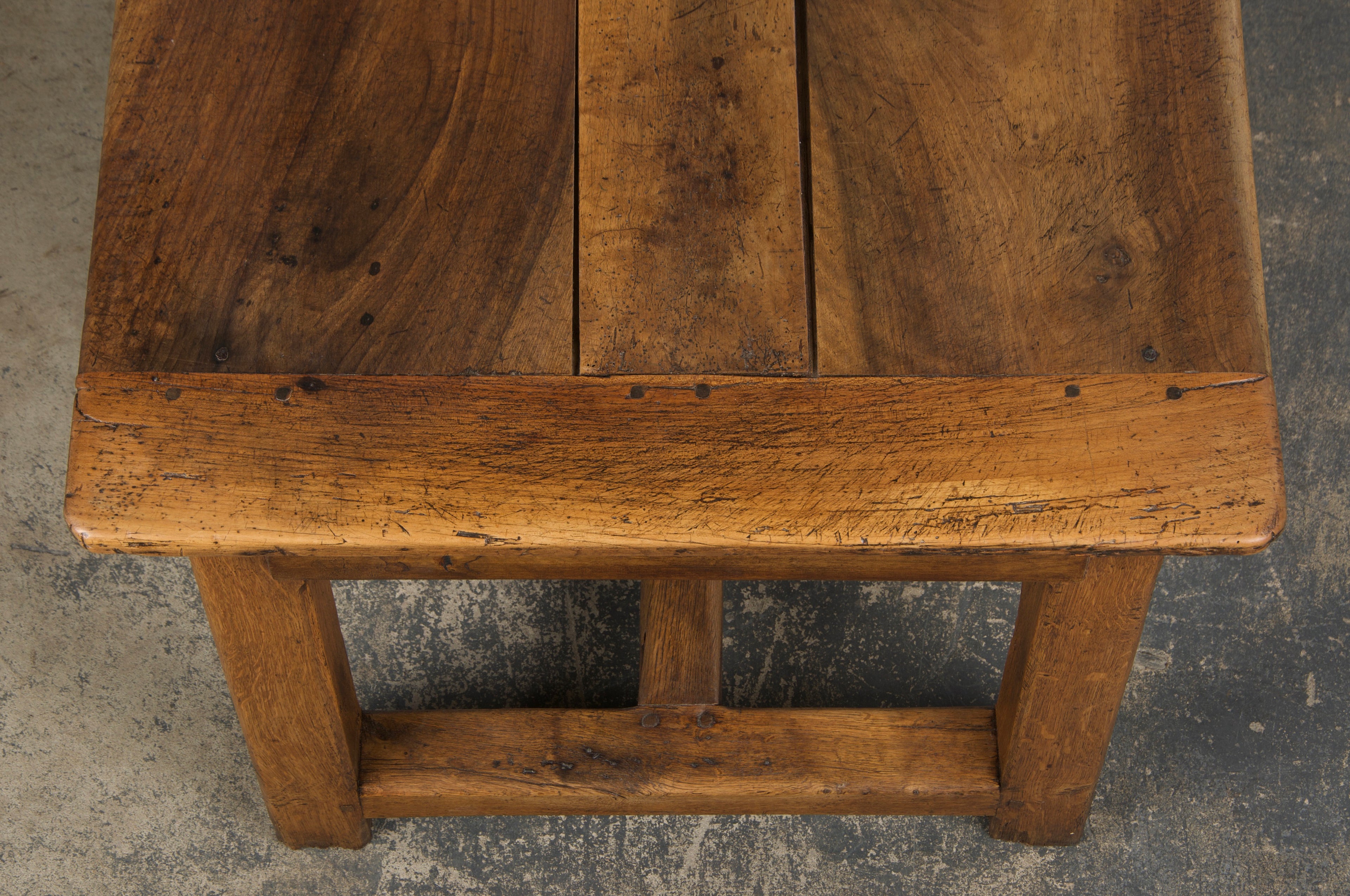 Early 19th Century Country French Walnut Farmhouse Trestle Harvest Table
