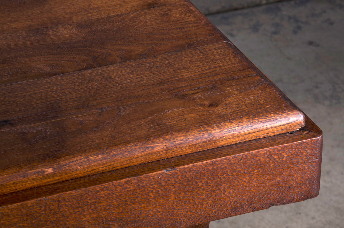 1930s French Art Deco Oak Pedestal Console Table