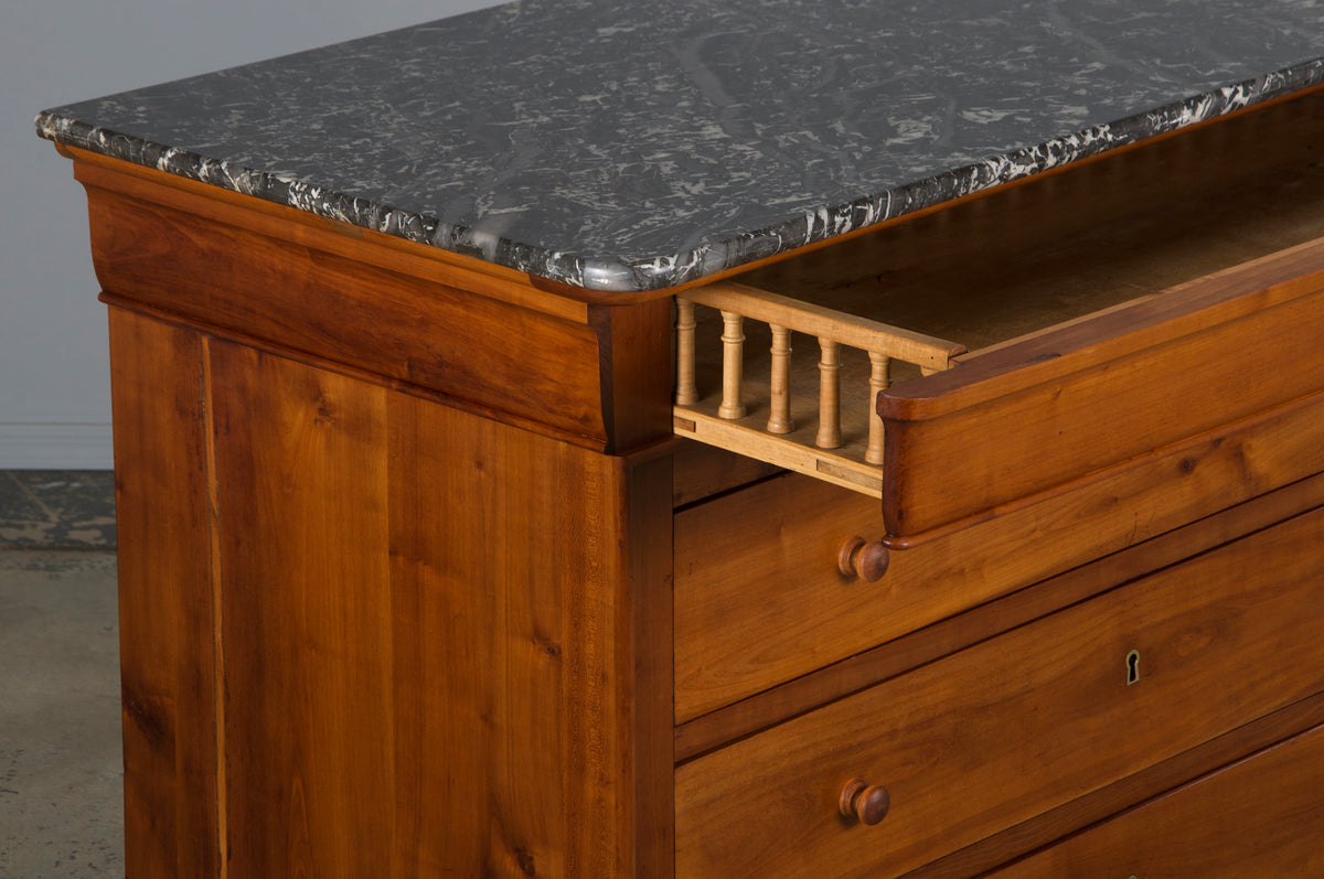 19th Century French Louis Philippe Maple Chest Of Drawers W/ Marble Top