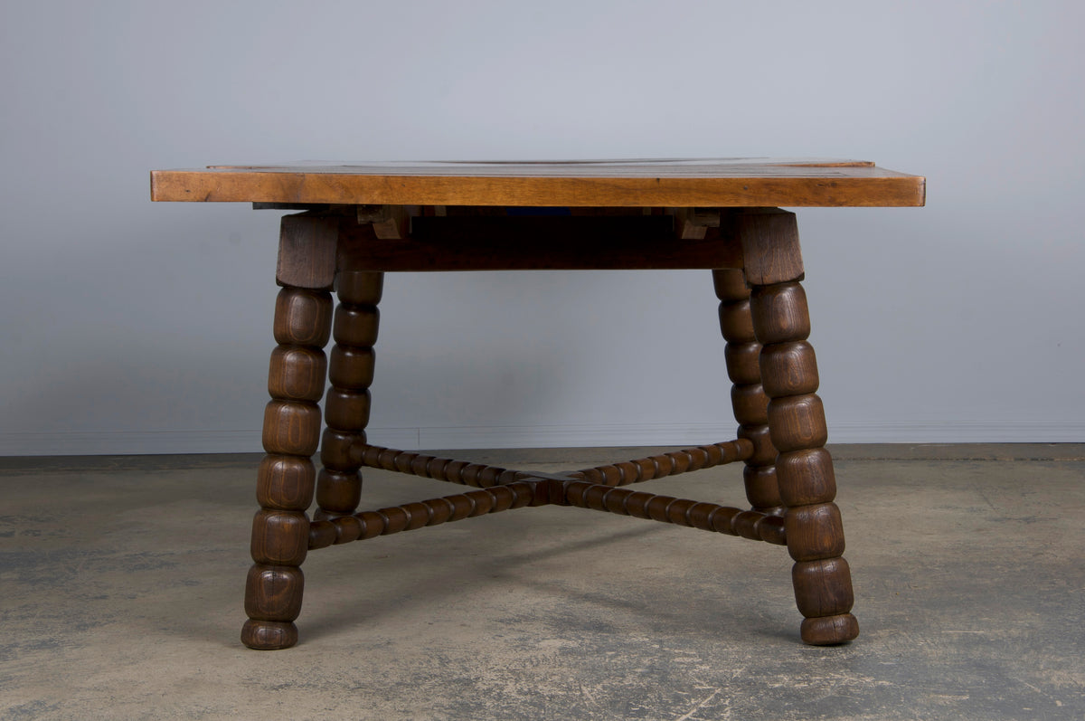 Antique Spanish Country Mixed Wood Extendable Dining Table