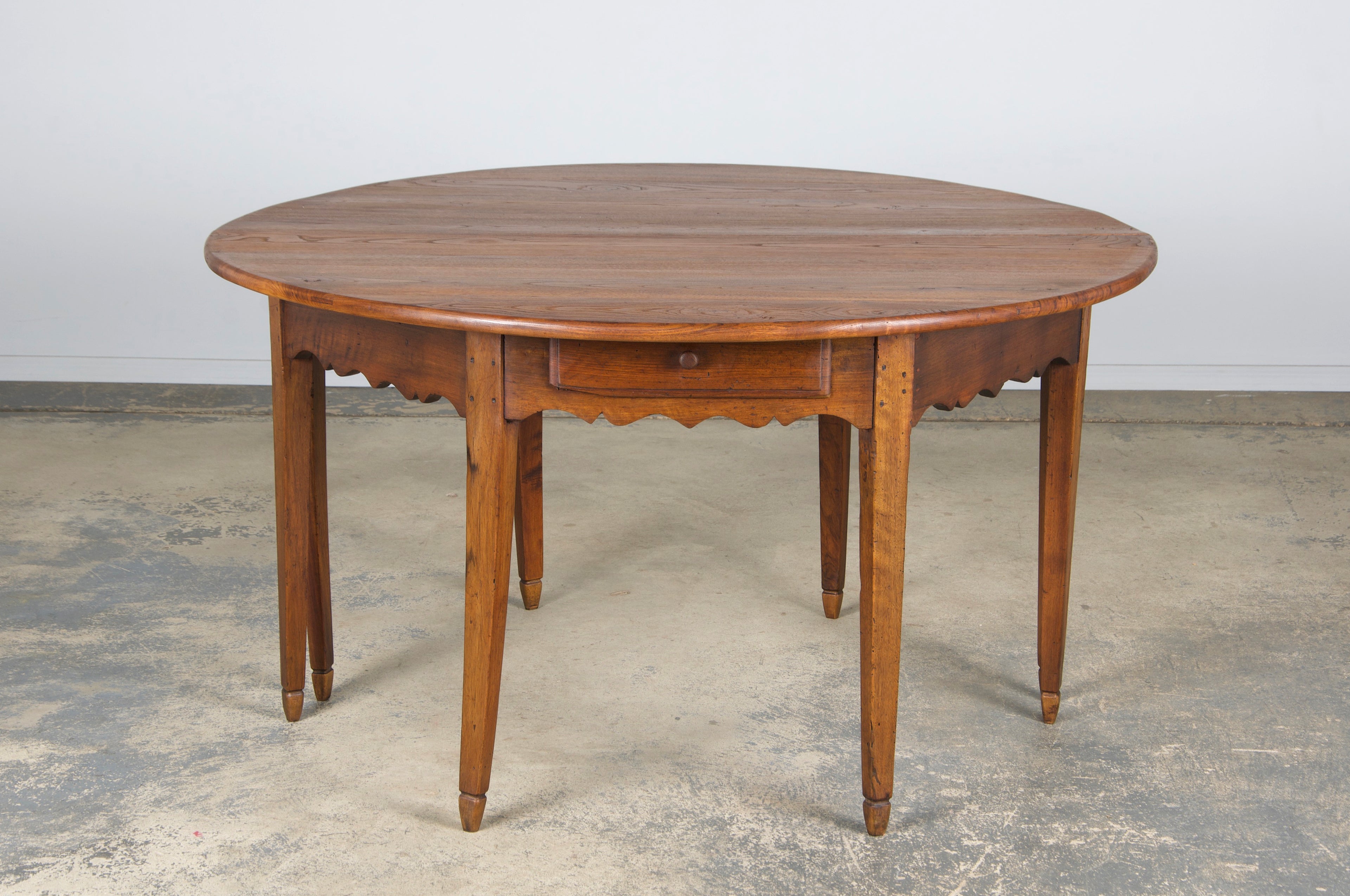 19th Century Country French Provincial Fruitwood Off-Round Farmhouse Table