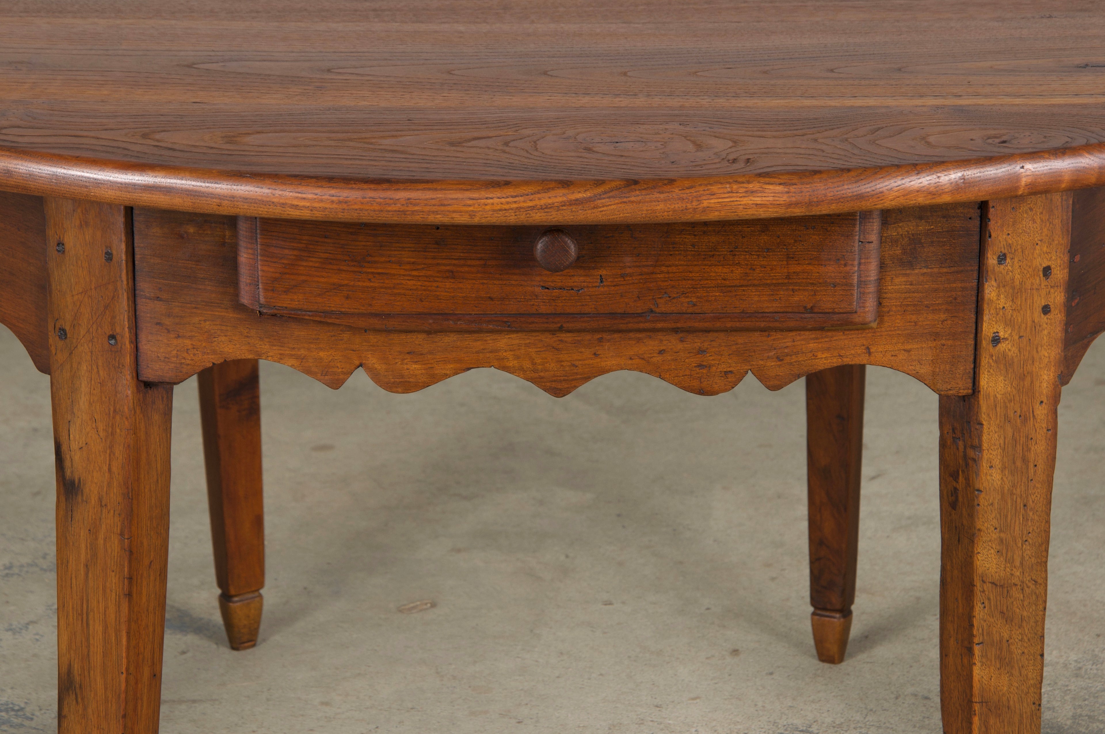 19th Century Country French Provincial Fruitwood Off-Round Farmhouse Table