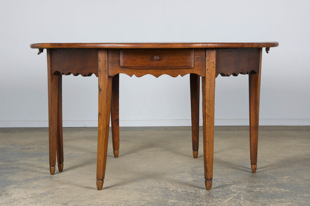 19th Century Country French Provincial Fruitwood Off-Round Farmhouse Table