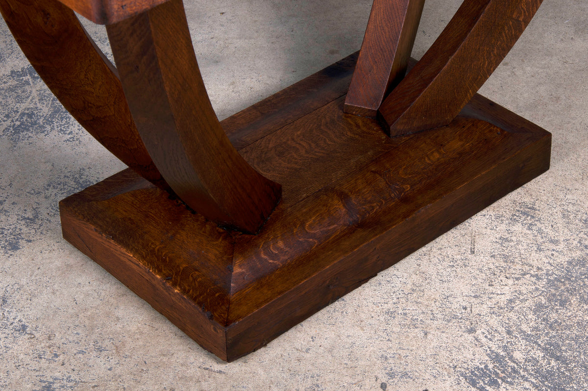 1930s French Art Deco Oak Pedestal Console Table