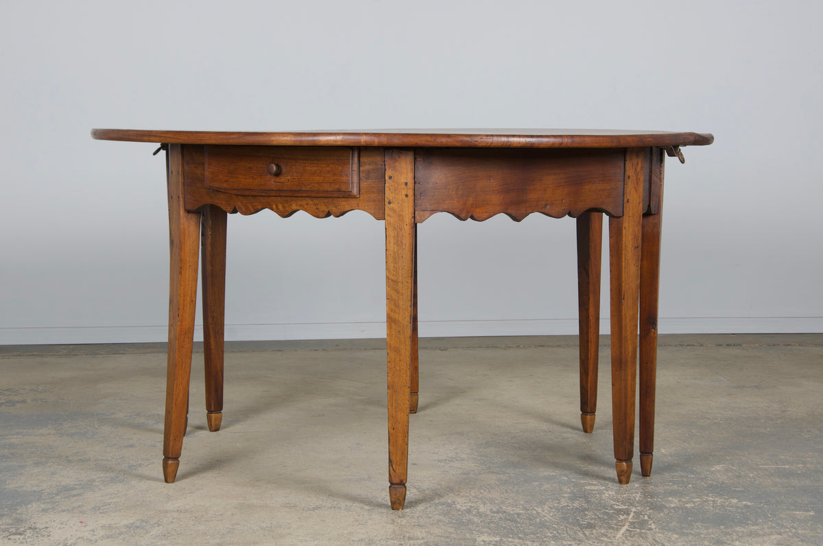 19th Century Country French Provincial Fruitwood Off-Round Farmhouse Table