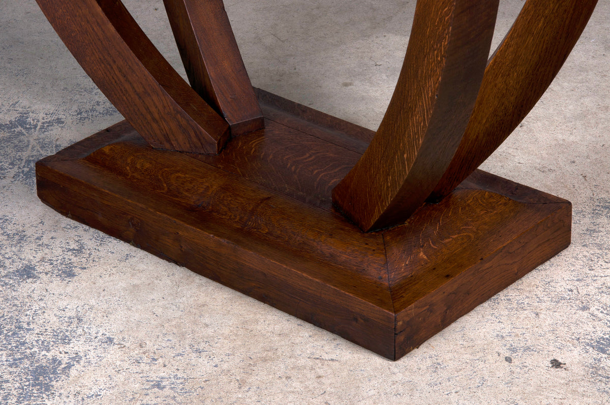 1930s French Art Deco Oak Pedestal Console Table