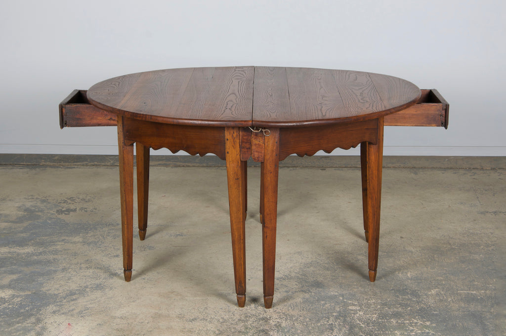 19th Century Country French Provincial Fruitwood Off-Round Farmhouse Table