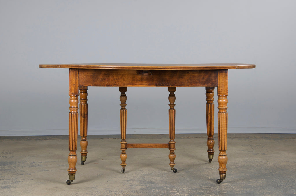 19th Century French Louis Philippe Style Walnut Extendable Drop Leaf Table