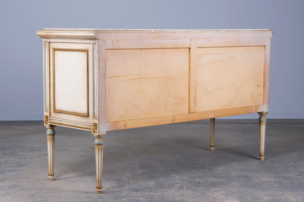French Louis XVI Style Painted Dresser or Credenza W/ Marble Top