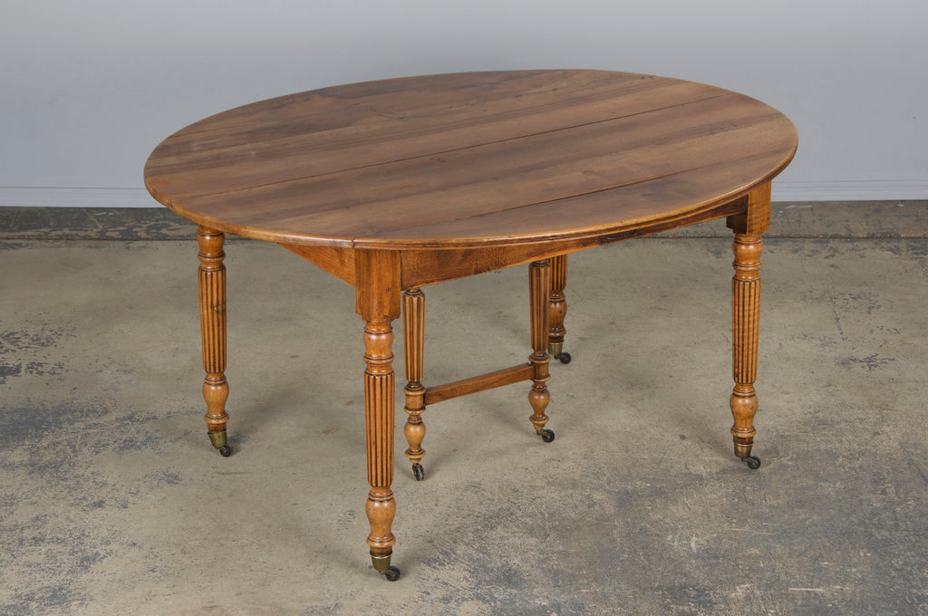 19th Century French Louis Philippe Style Walnut Extendable Drop Leaf Table