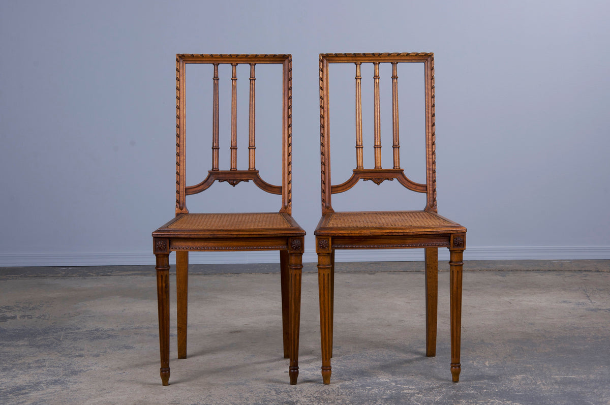 1930s French Art Deco Gondola Maple Dining Chairs W/ Golden Yellow Velvet - Set of 6