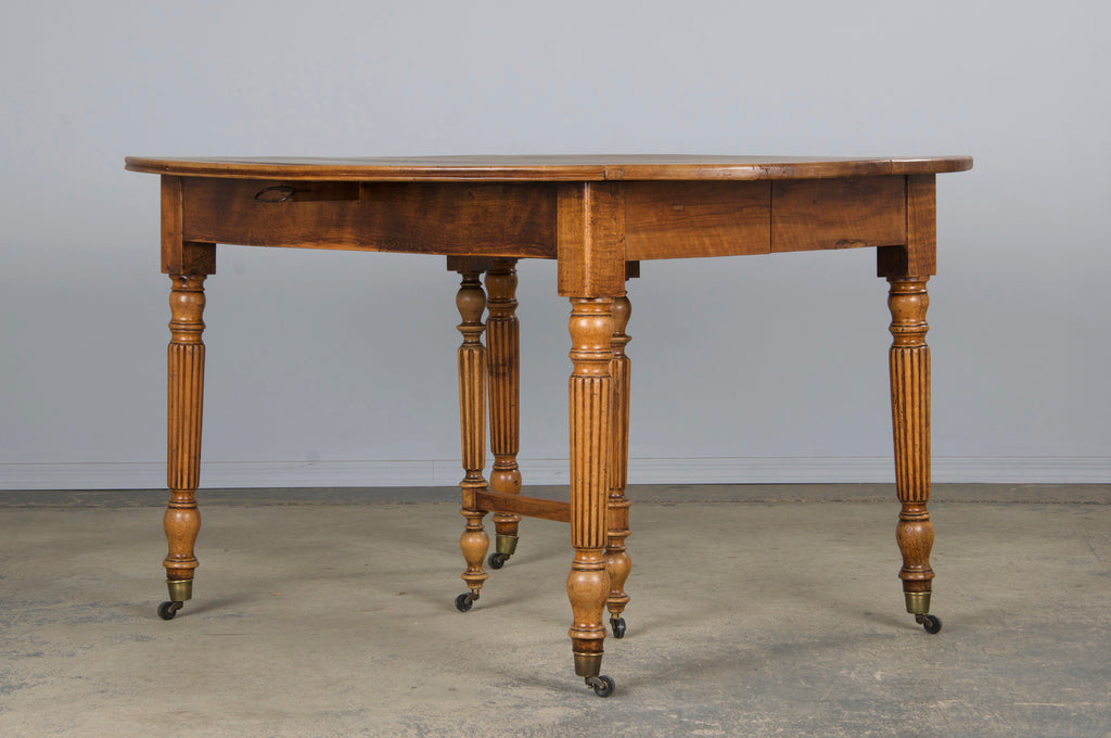 19th Century French Louis Philippe Style Walnut Extendable Drop Leaf Table