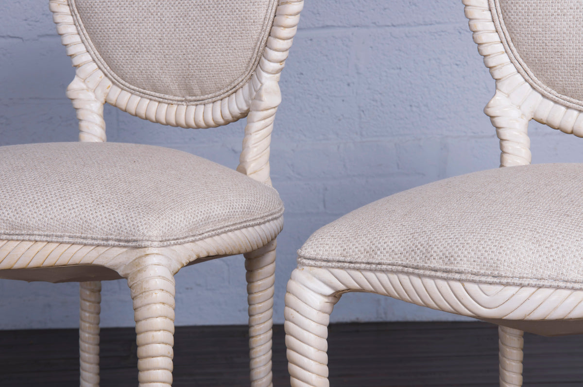 Napoleon III Style Faux Rope Painted Dining Chairs - Set of 6