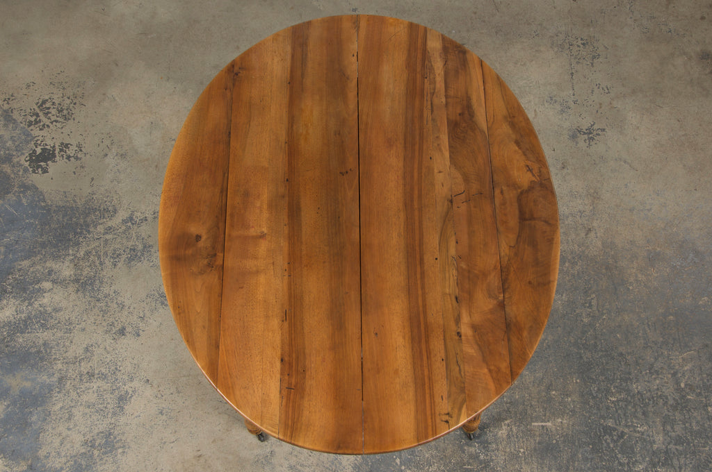 19th Century French Louis Philippe Style Walnut Extendable Drop Leaf Table