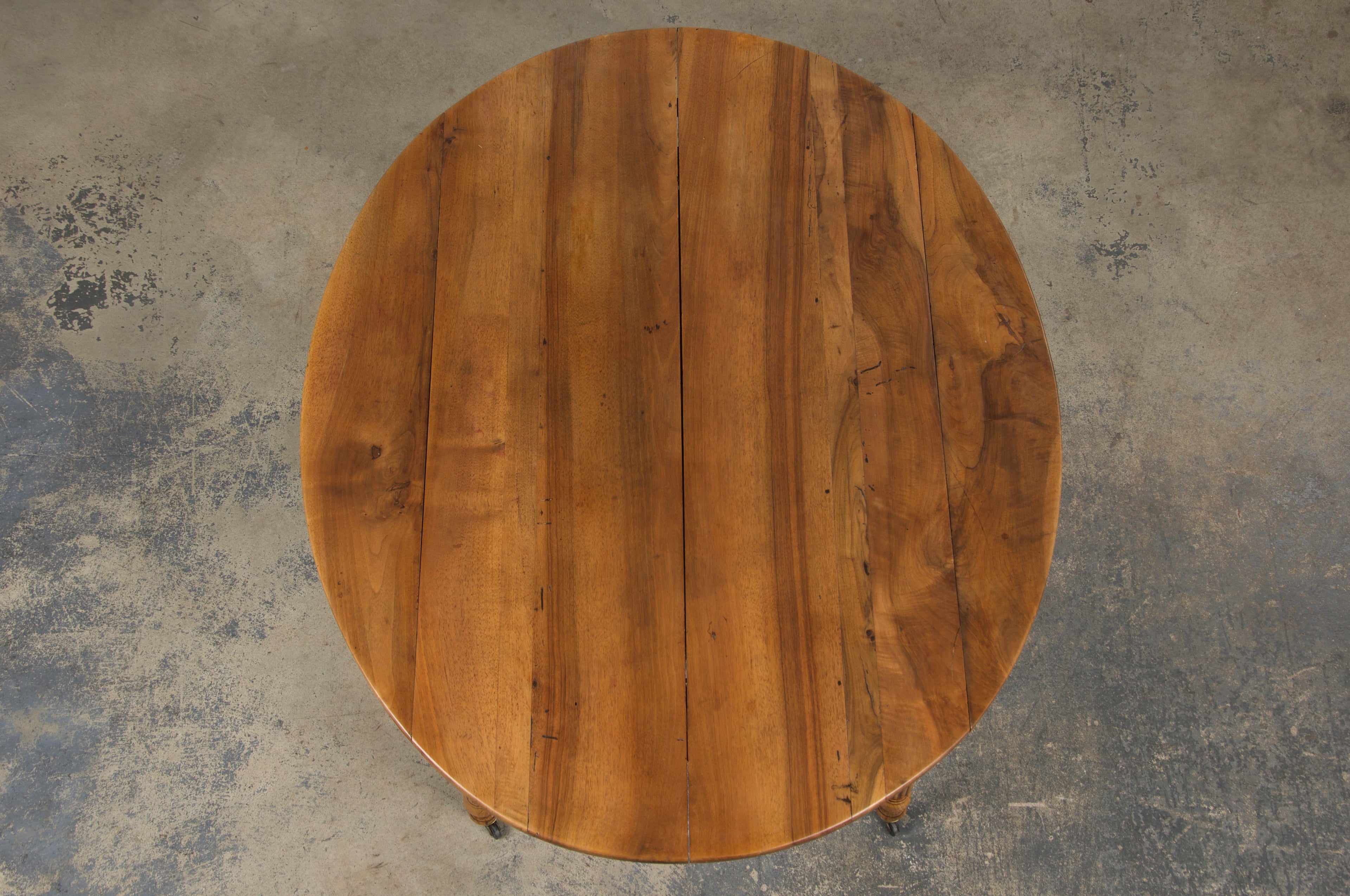 19th Century French Louis Philippe Style Walnut Extendable Drop Leaf Table