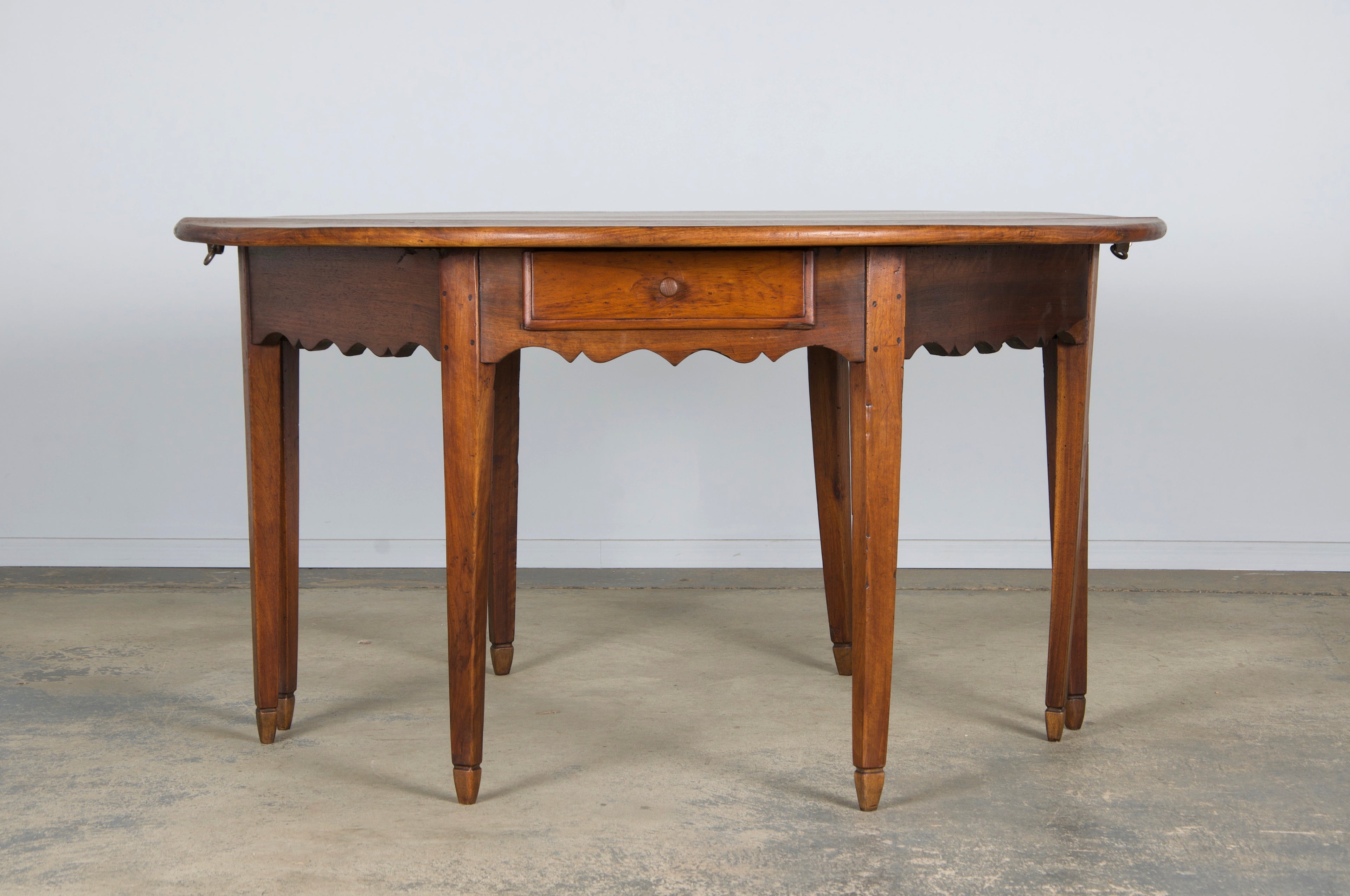 19th Century Country French Provincial Fruitwood Off-Round Farmhouse Table