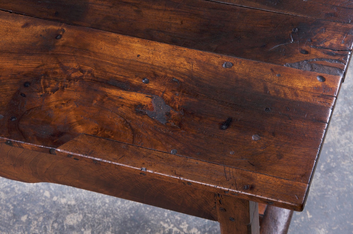 Antique Country French Walnut Farmhouse Trestle Table