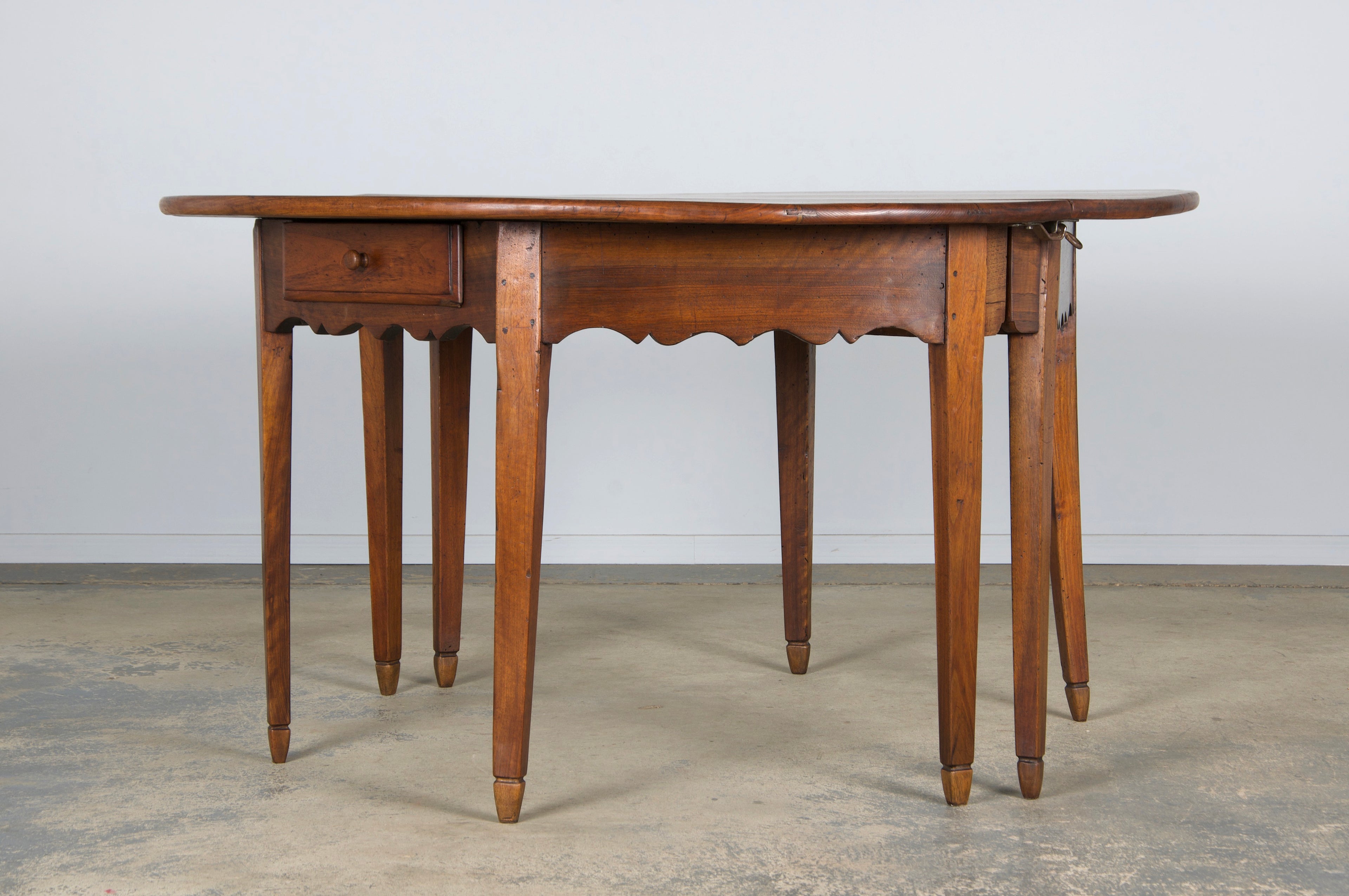 19th Century Country French Provincial Fruitwood Off-Round Farmhouse Table