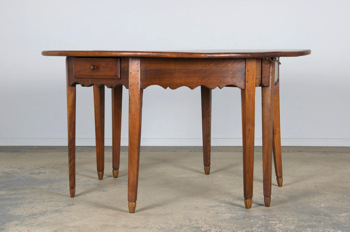 19th Century Country French Provincial Fruitwood Off-Round Farmhouse Table