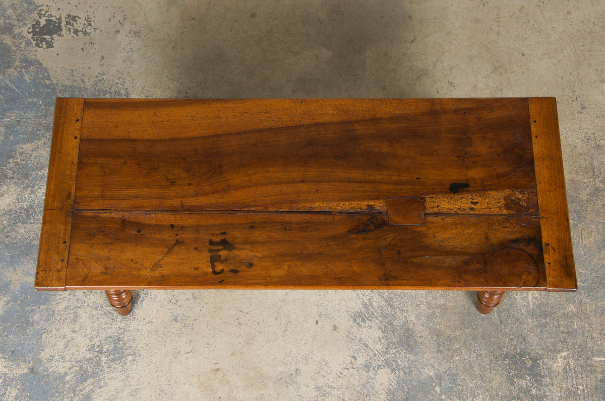 Antique Country French Provincial Walnut Farmhouse Coffee Table
