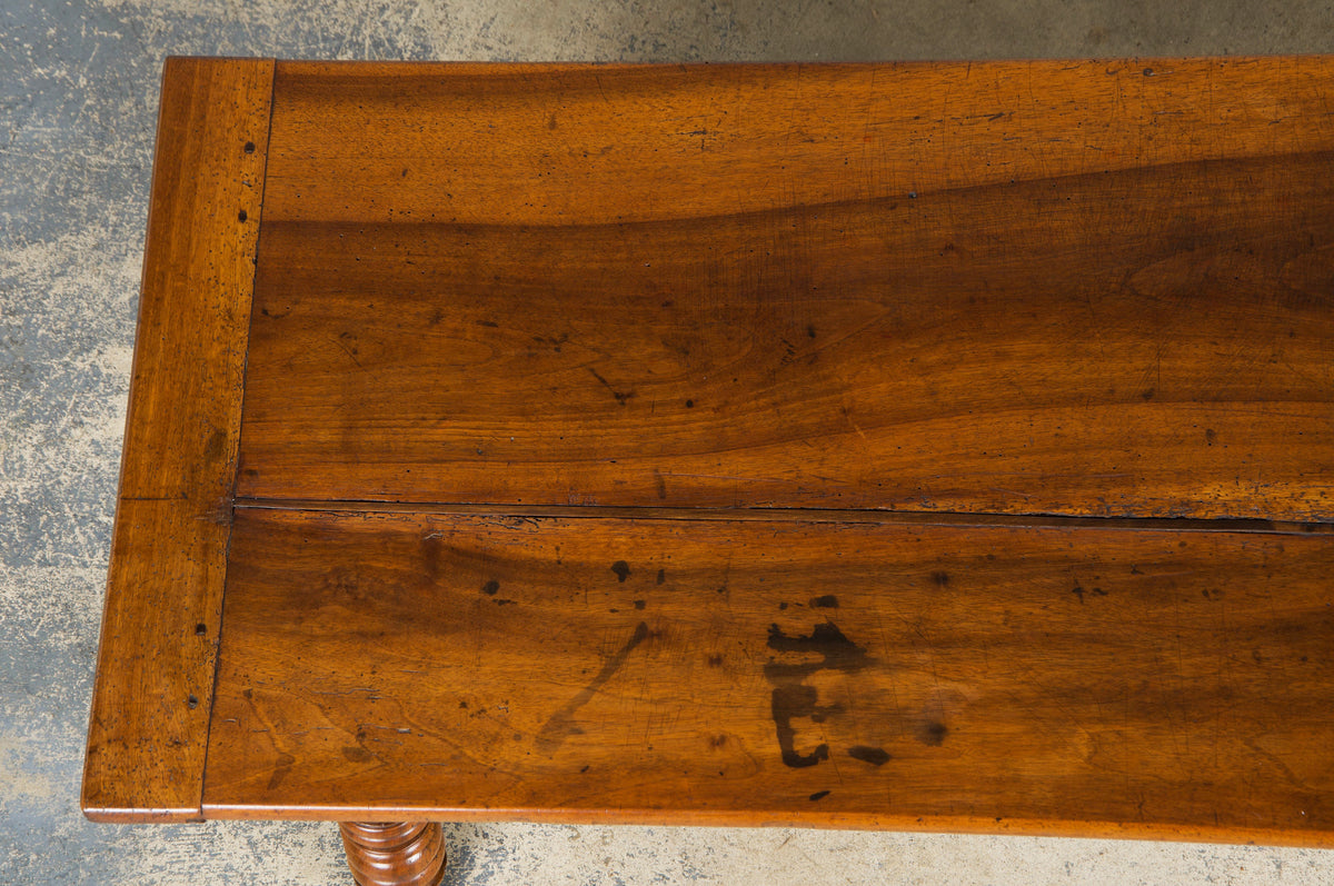 Antique Country French Provincial Walnut Farmhouse Coffee Table