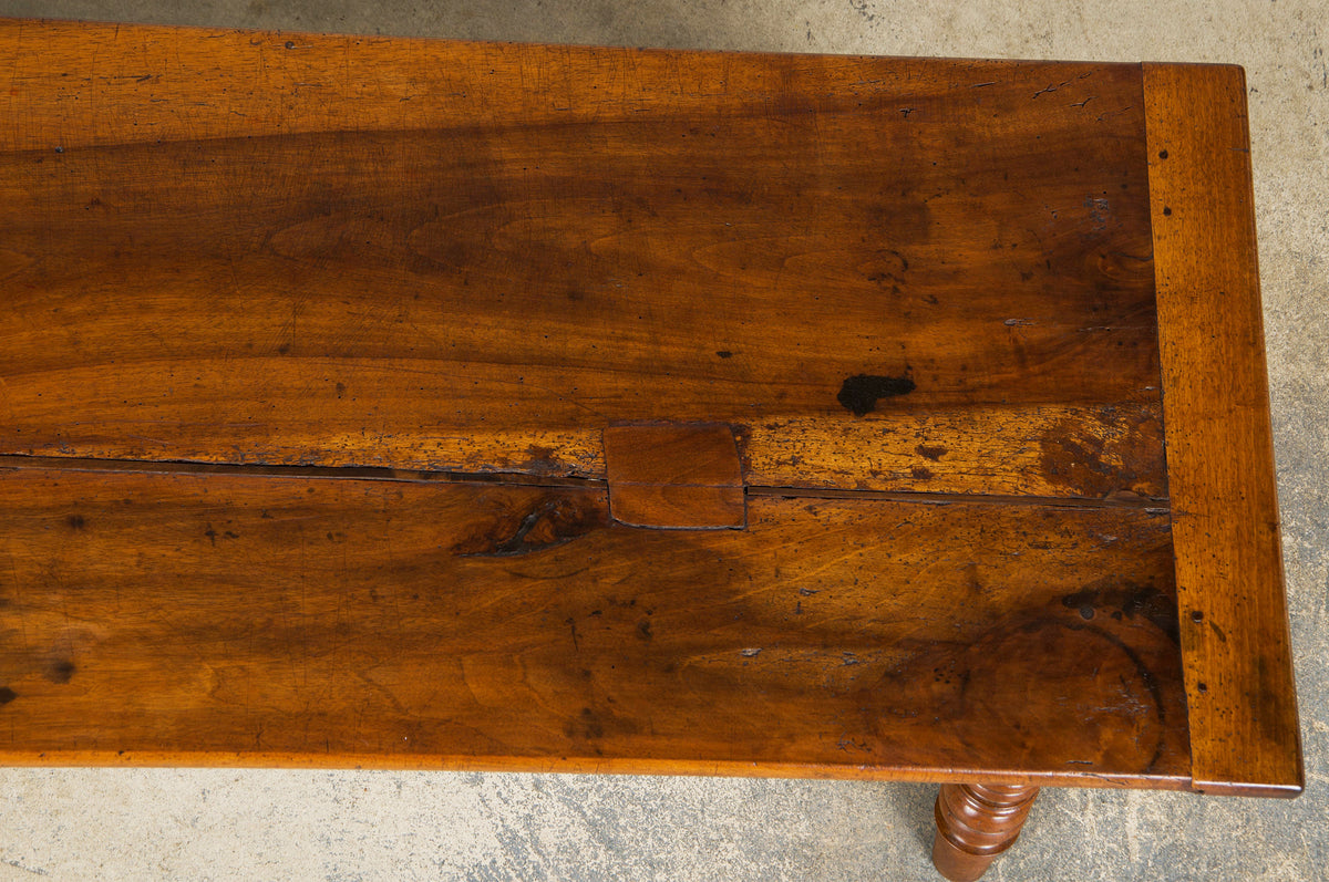 Antique Country French Provincial Walnut Farmhouse Coffee Table