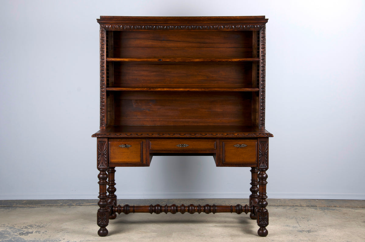 Antique French Louis XIII Style Oak Library Desk