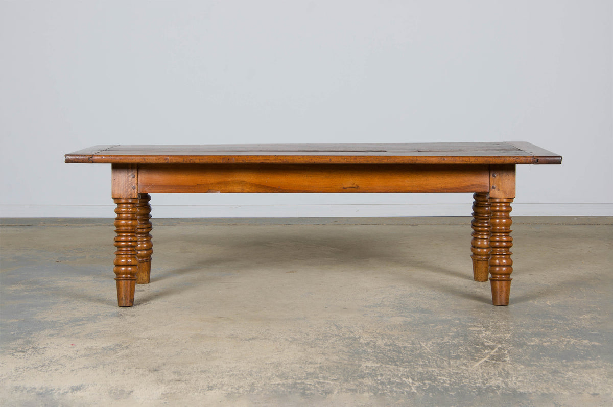 Antique Country French Provincial Walnut Farmhouse Coffee Table