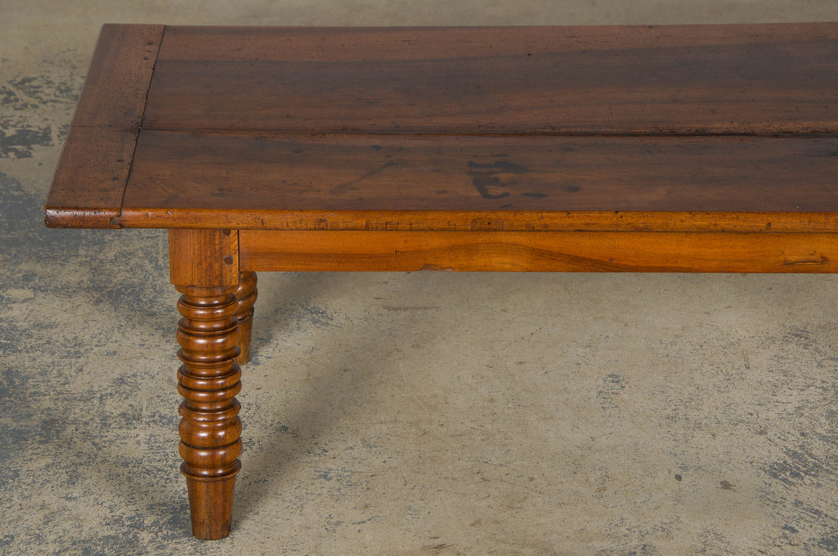 Antique Country French Provincial Walnut Farmhouse Coffee Table