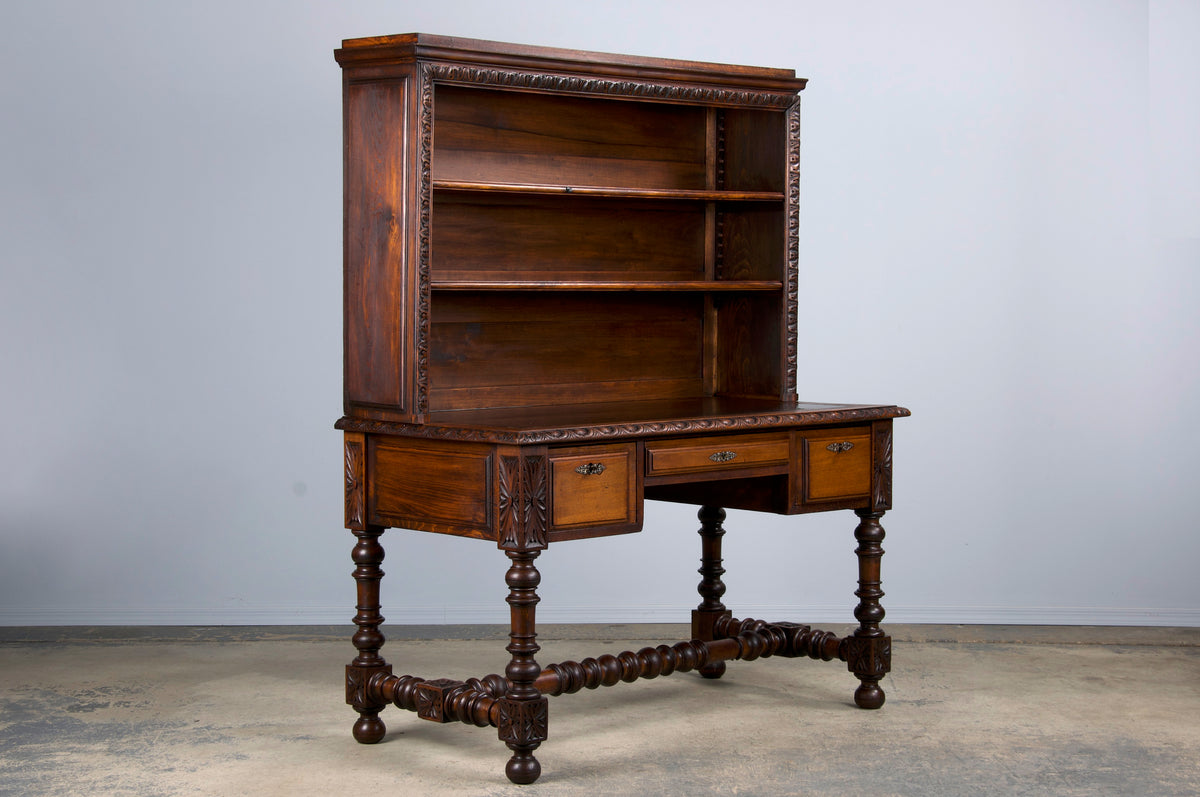 Antique French Louis XIII Style Oak Library Desk