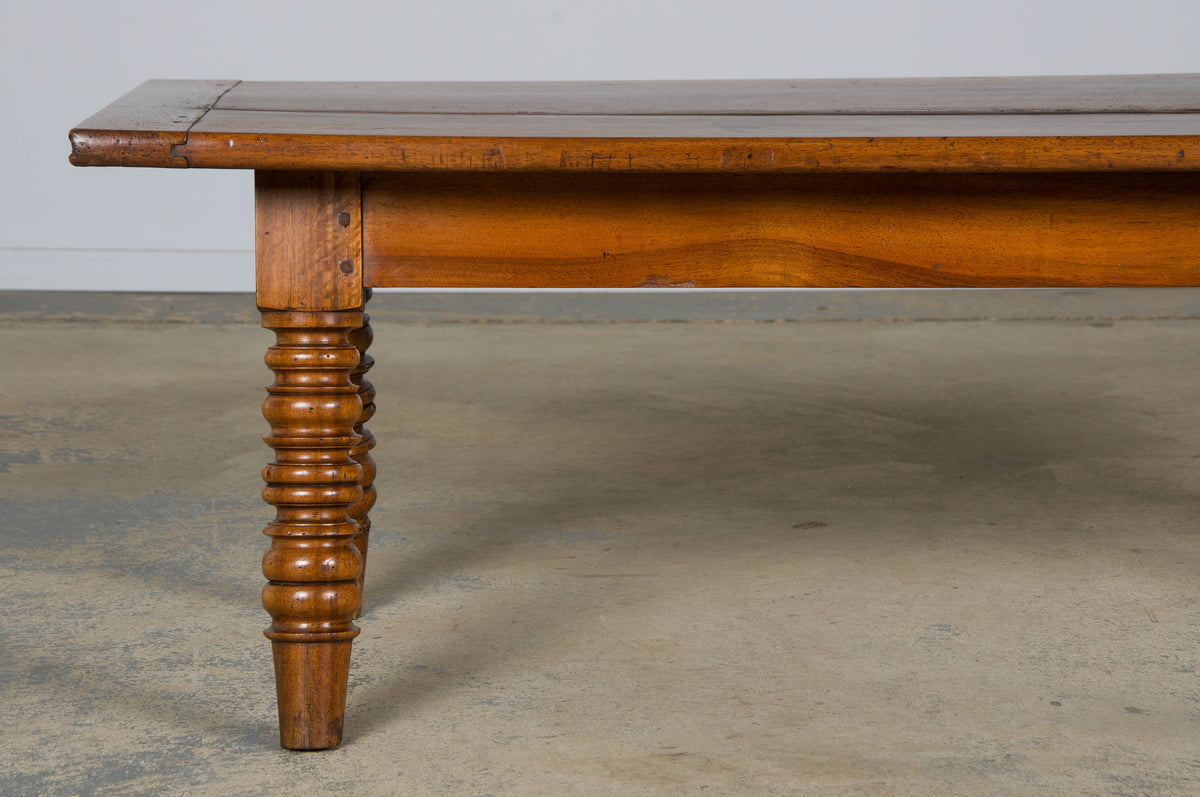Antique Country French Provincial Walnut Farmhouse Coffee Table