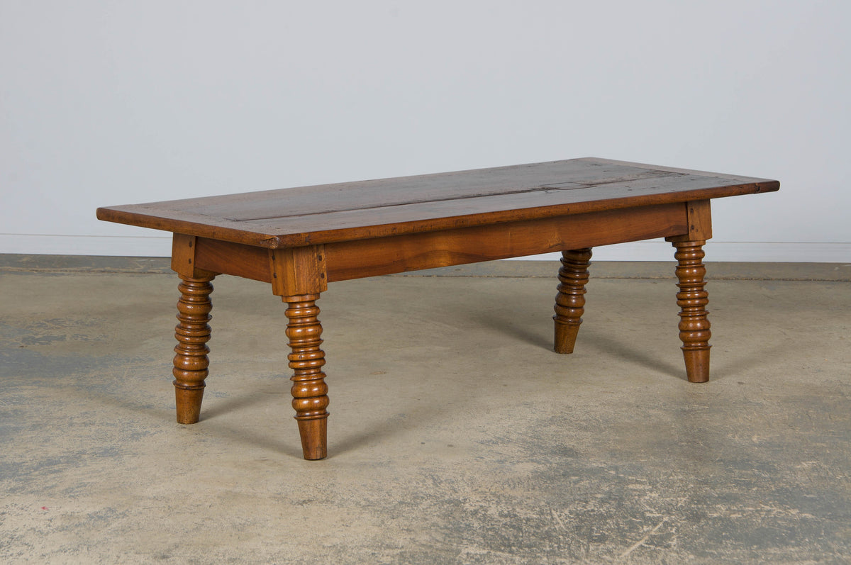 Antique Country French Provincial Walnut Farmhouse Coffee Table