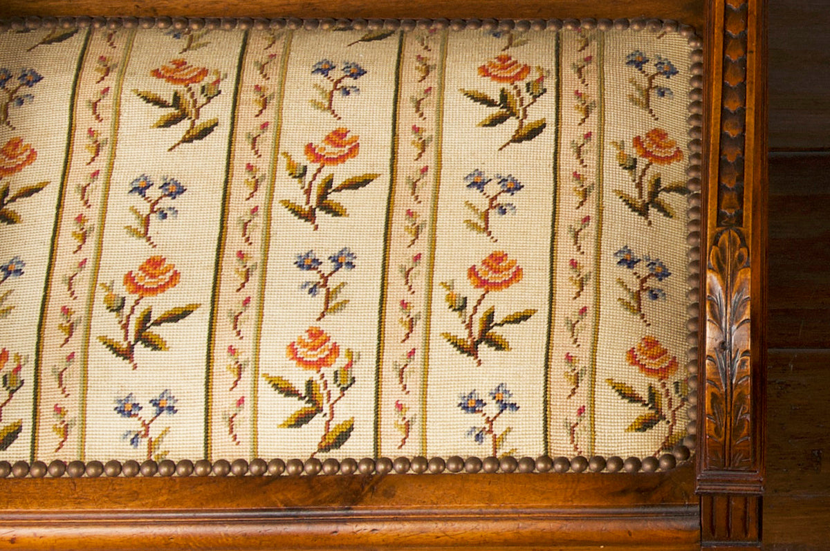 19th Century French Louis XVI Style Walnut Loveseat Bench