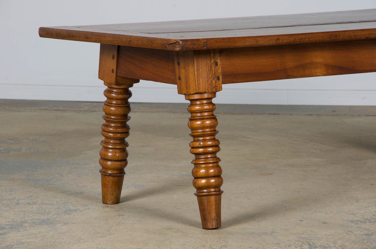 Antique Country French Provincial Walnut Farmhouse Coffee Table