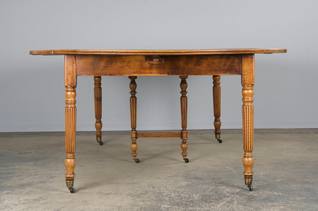 19th Century French Louis Philippe Style Walnut Extendable Drop Leaf Table
