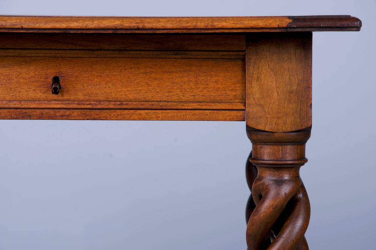 19th Century French Louis XIII Style Barley Twist Walnut Writing Desk