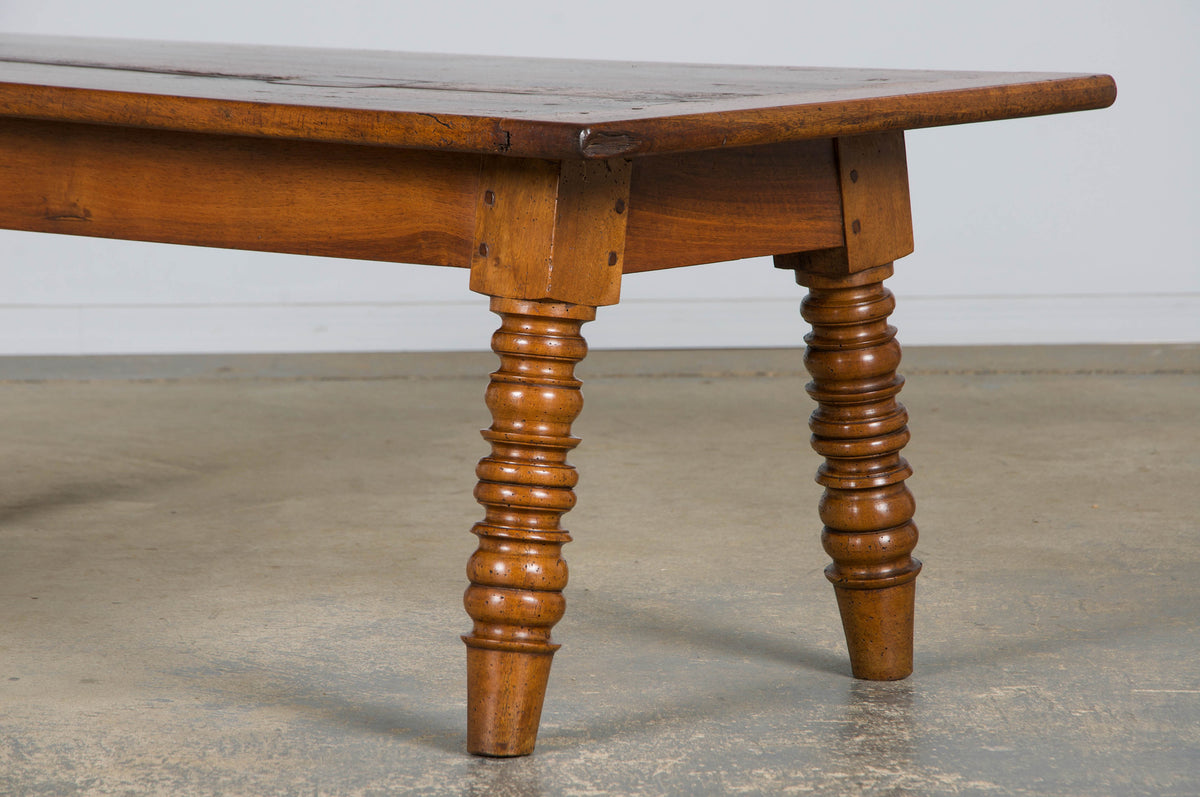 Antique Country French Provincial Walnut Farmhouse Coffee Table