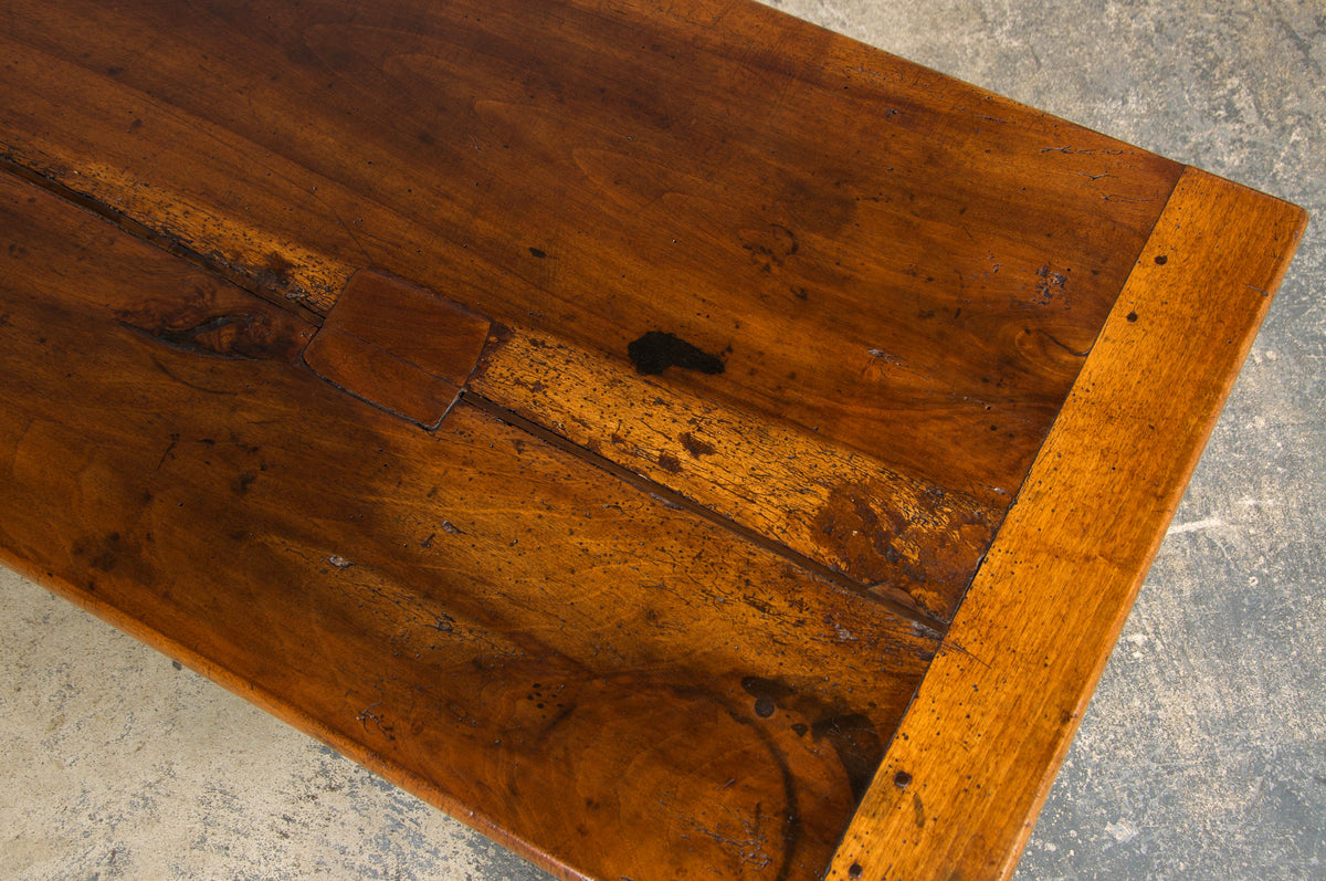 Antique Country French Provincial Walnut Farmhouse Coffee Table