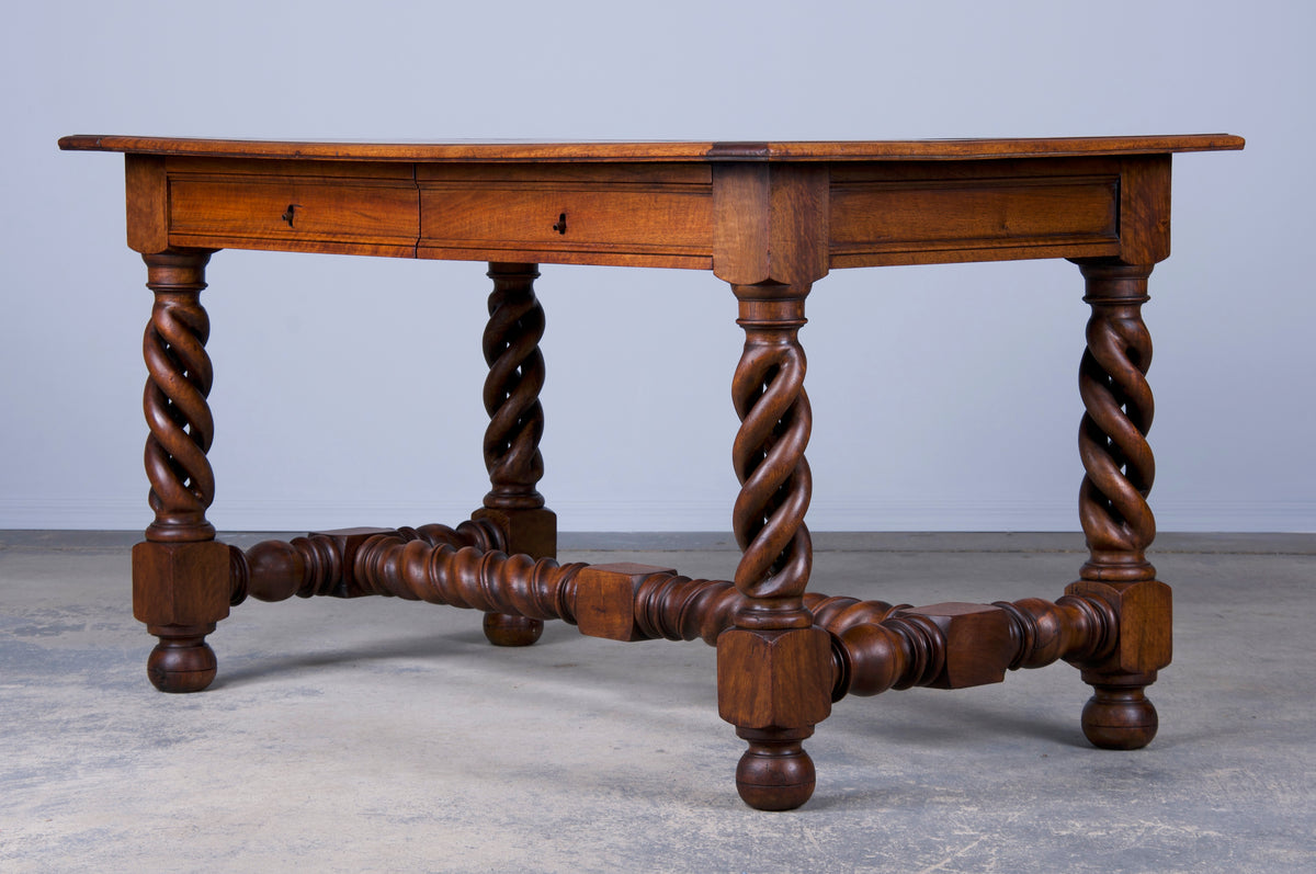 Early 19th Century Country French Provincial Farmhouse Oak Dough Baking Kitchen Table or Island