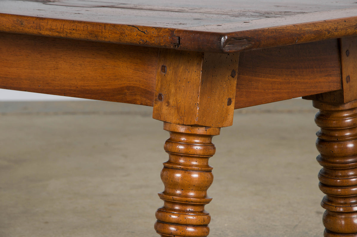 Antique Country French Provincial Walnut Farmhouse Coffee Table