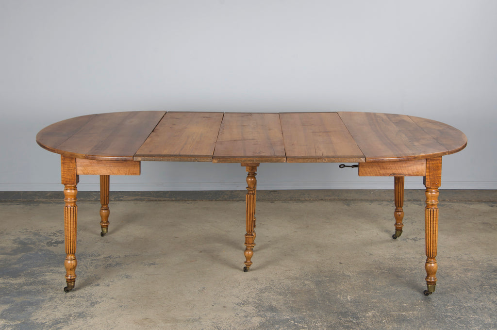 19th Century French Louis Philippe Style Walnut Extendable Drop Leaf Table