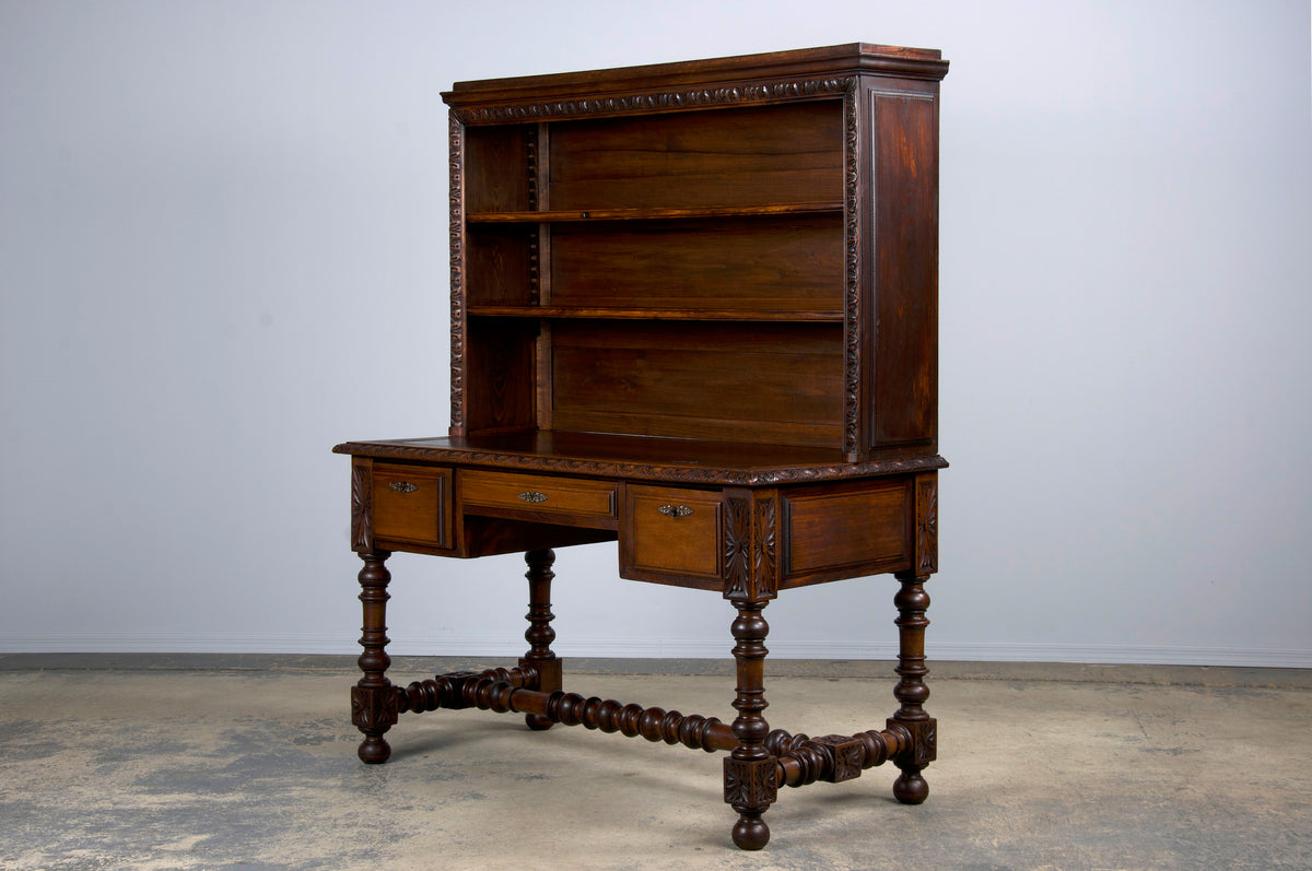 Antique French Louis XIII Style Oak Library Desk