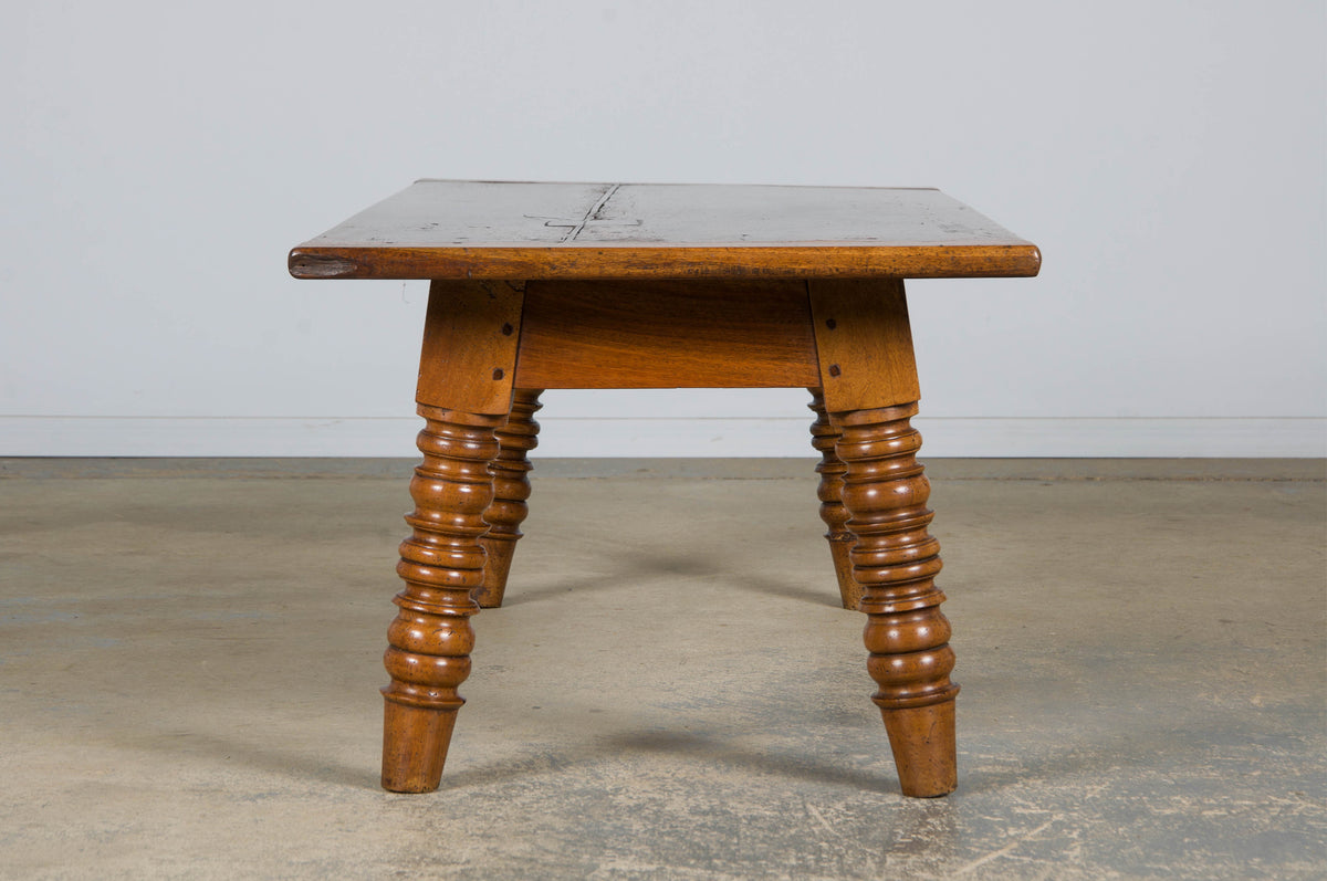 Antique Country French Provincial Walnut Farmhouse Coffee Table