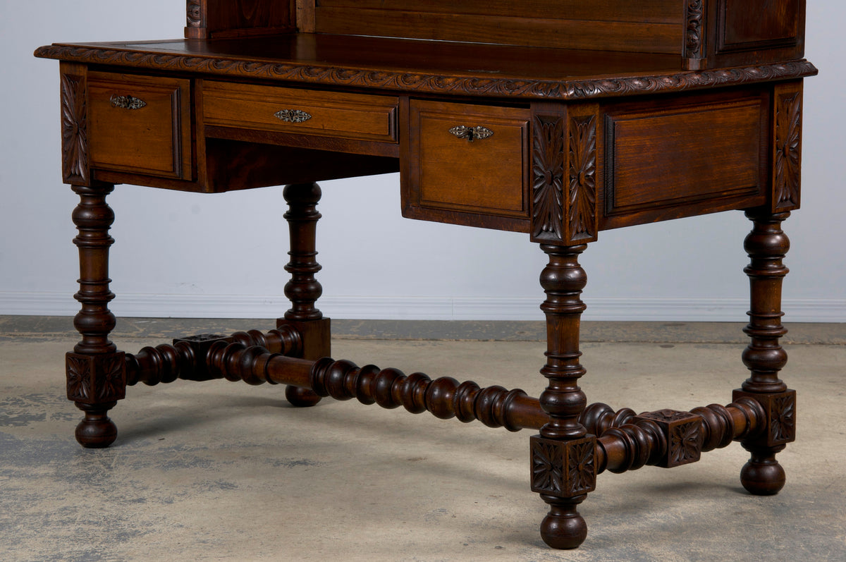 Antique French Louis XIII Style Oak Library Desk