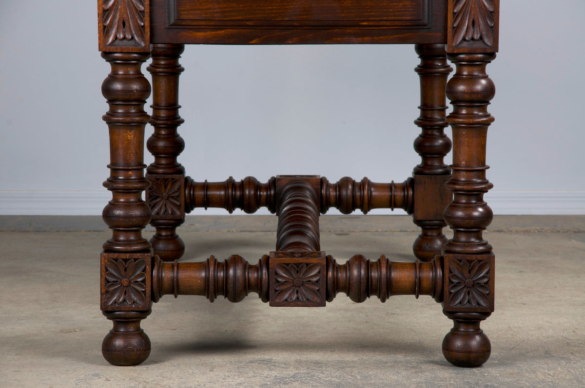 Antique French Louis XIII Style Oak Library Desk