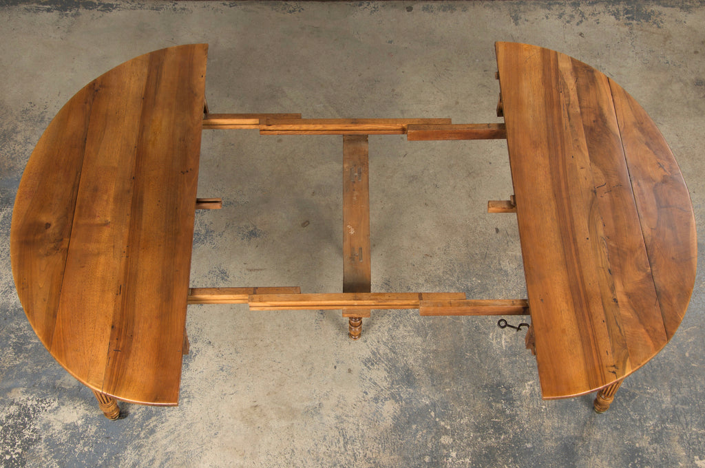 19th Century French Louis Philippe Style Walnut Extendable Drop Leaf Table