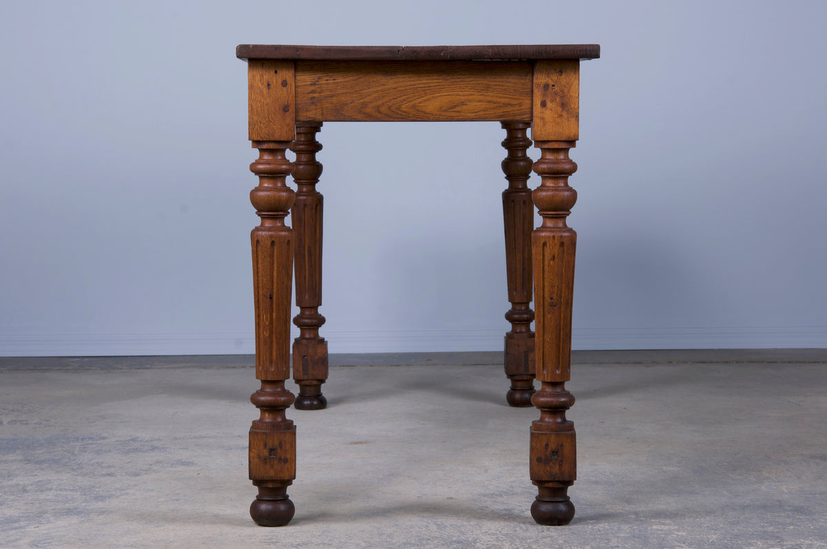 Antique French Louis XVI Style Oak Narrow Dining Table