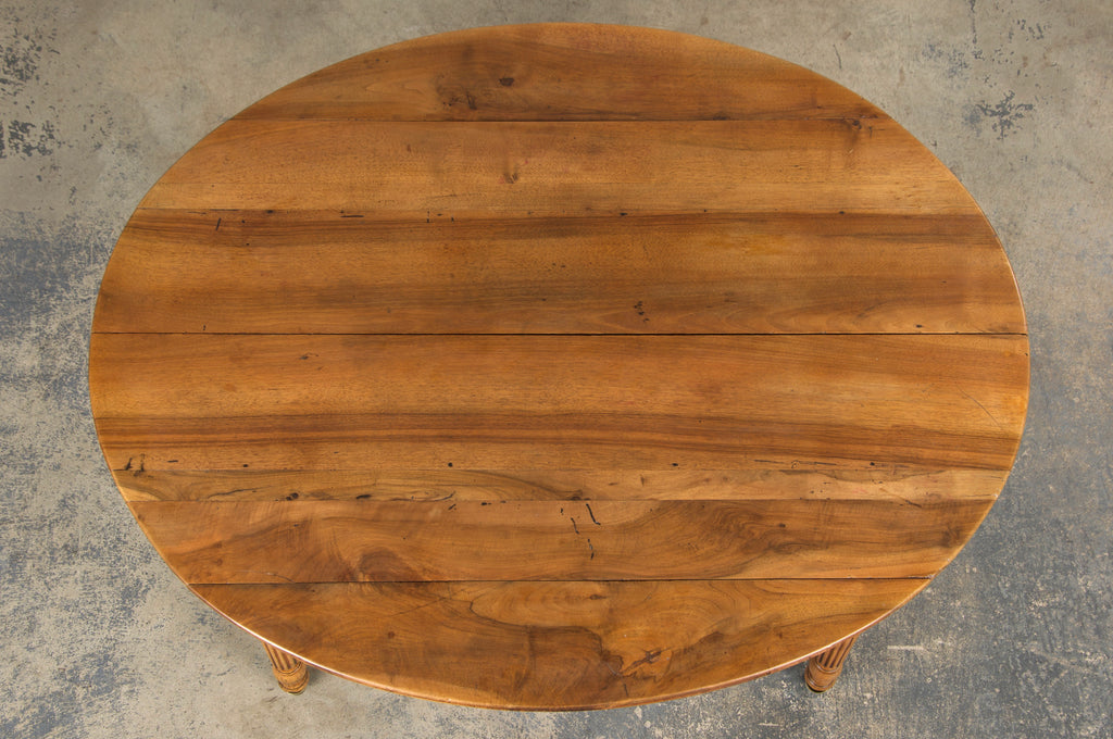 19th Century French Louis Philippe Style Walnut Extendable Drop Leaf Table