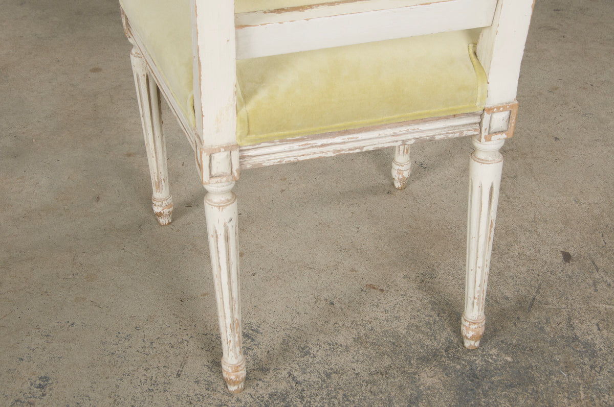 Antique French Louis XVI Painted Accent Chairs in Light Yellow - A Pair